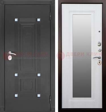 Стальная черная дверь МДФ с зеркалом ДЗ-76 в Сургуте