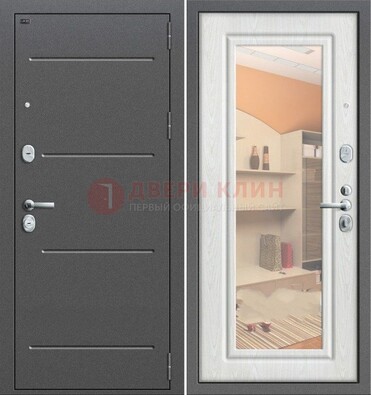 Серая металлическая дверь с зеркалом ДЗ-7 в Брянске