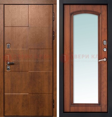 Белая филенчатая дверь с фрезерованной МДФ и зеркалом ДЗ-81 в Сургуте