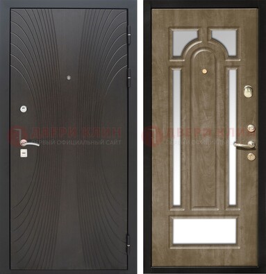 Темная металлическая дверь МДФ с различными зеркальными вставками внутри ДЗ-82 в Сургуте