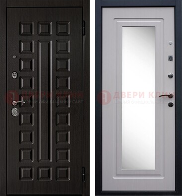 Черная филенчатая металлическая дверь МДФ с зеркалом ДЗ-83 в Сургуте