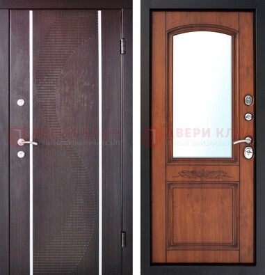 Входная дверь с МДФ и МДФ внутри с зеркалом ДЗ-88 в Сургуте