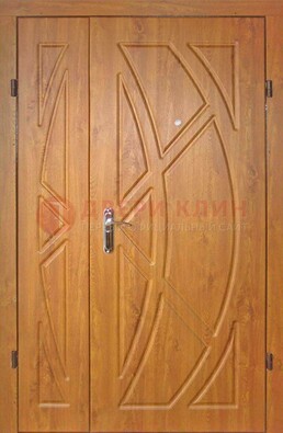Полуторная металлическая дверь с МДФ золотой дуб ПЛ-17 в Сургуте