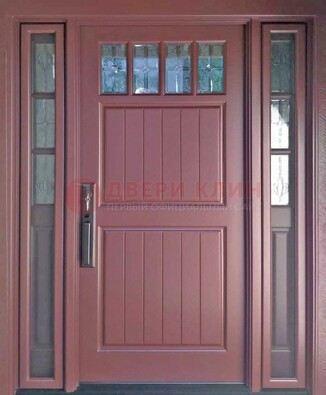 Входная дверь с массивом с фрамугами и витражом ВЖ-19 в Сургуте